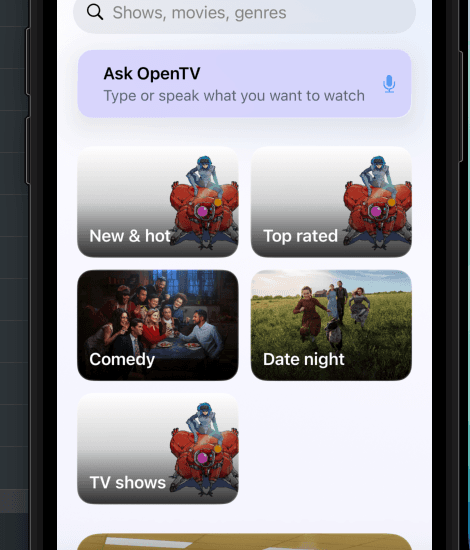 OpenTV Tracker artwork-led discovery categories and recommendation assistant